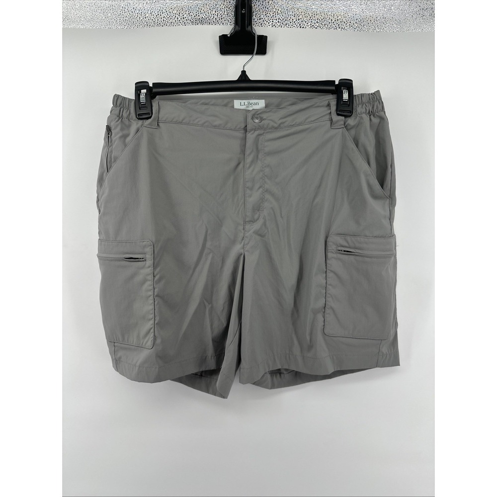 LL Bean Hiking Cargo Shorts Mens Large Regular Gray Nylon Outdoor